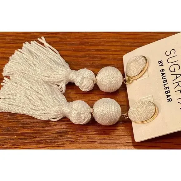 Women's Sugarfix by BaubleBar White Tassel Earrings- NWT- Nickel Free - Picture 3 of 7